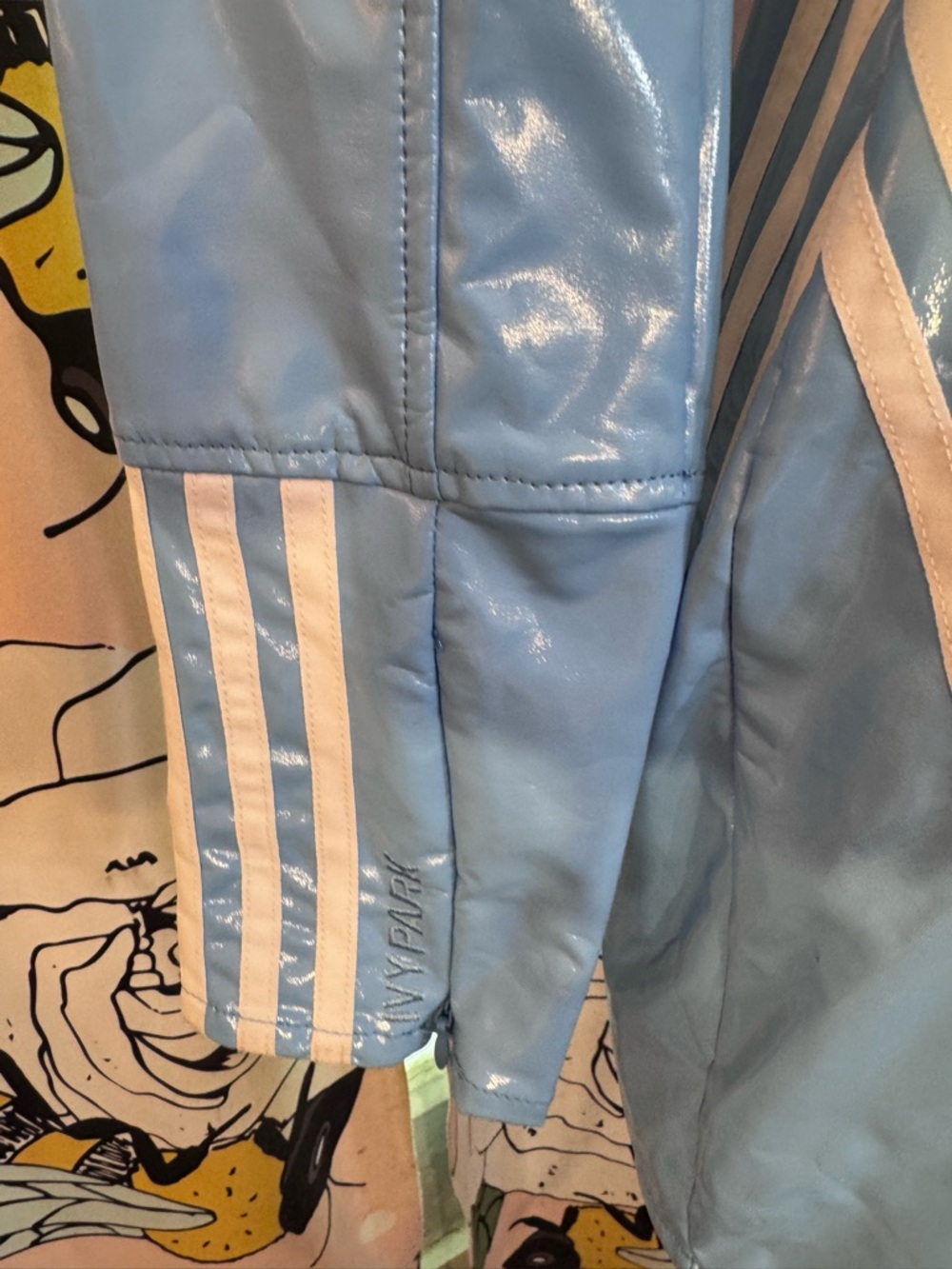 adidas x IVY PARK Light Blue 1/2 Zip Latex Mini Dress - Size Medium - Picture 14 of 16